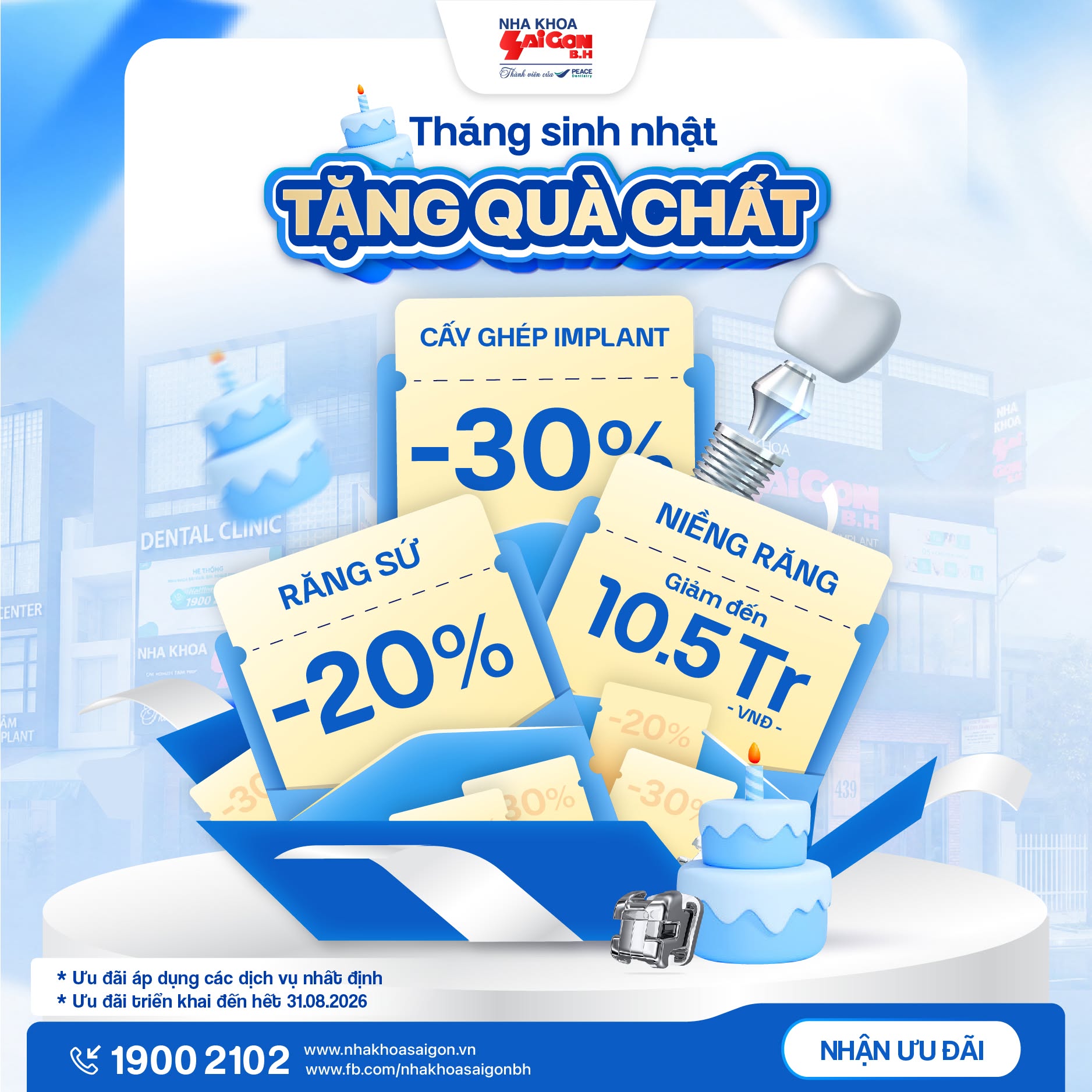 Tháng sinh nhật Nha Khoa Sài Gòn B.H: Ưu đãi đến 30% tháng 8